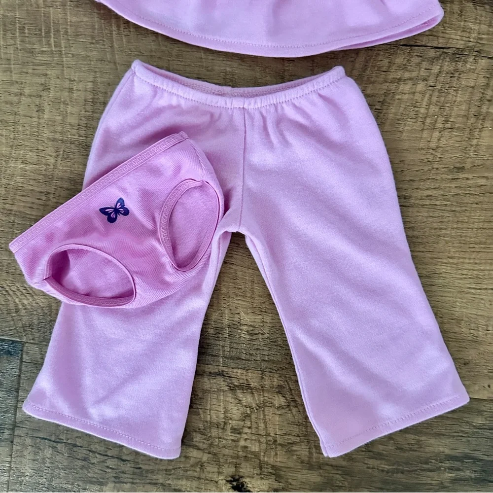 American Girl Light Pink Pajama Set with Floral Trim for 18” Julie